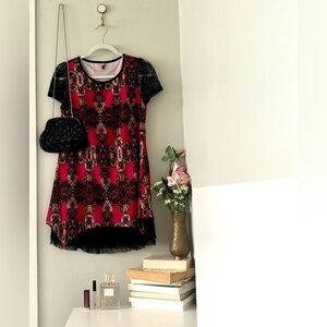 Pink and Black Lace Party Dress